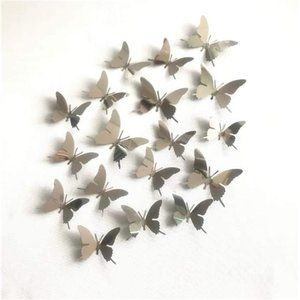 36 PCS 3D Colorful Crystal Butterfly Wall Stickers with Adhesive Art Decal Satin